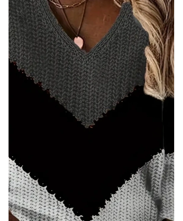 Kadın Uzun Kollu V Yakalı Triko Bluz