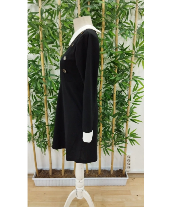 Kadın Uzun Kollu Yakalı A Kesim Kısa Ithal Krep Elbise