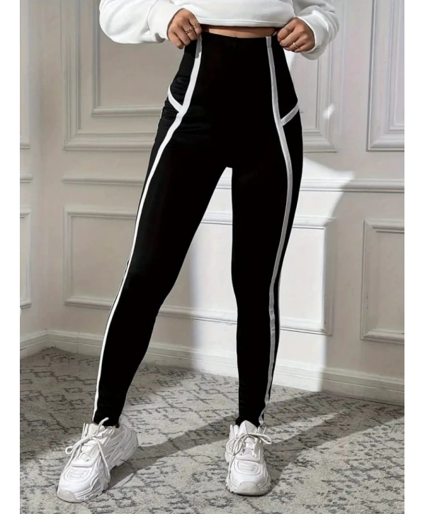 Kadın Yan çift şerit Detaylı Toparlayıcı Egzersiz Dalgıç Tayt