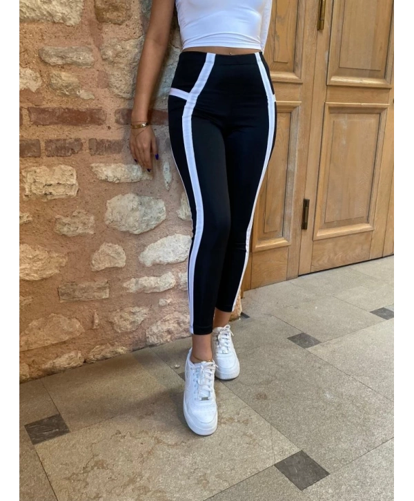 Kadın Yan çift şerit Detaylı Toparlayıcı Egzersiz Dalgıç Tayt