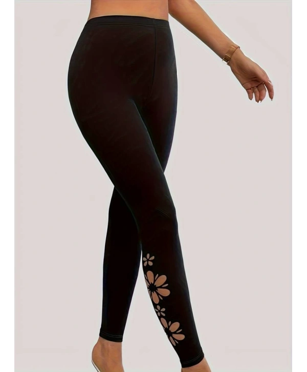 Kadın Yanları Lazer çiçek Kesim Yüksek Bel Dalgıç Tayt