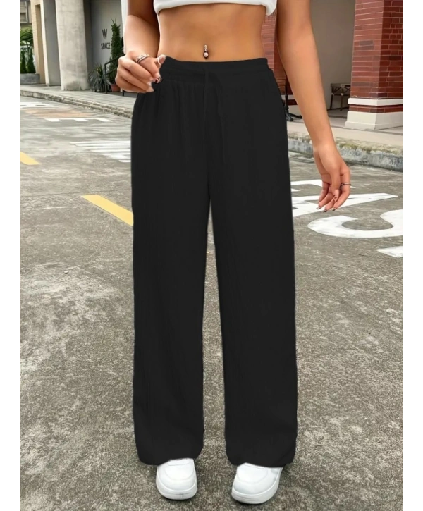 Kadın Yüksek Bel Bol Paça Bürümcük Pantolon