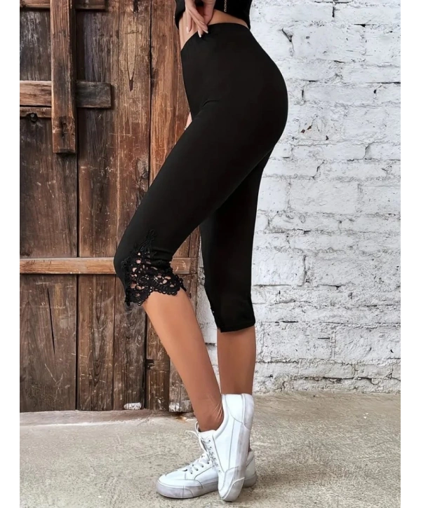 Kadın Yüksek Bel Dantelli Dalgıç Tayt