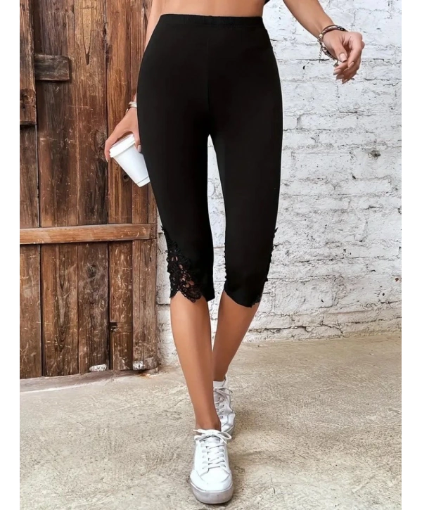 Kadın Yüksek Bel Dantelli Dalgıç Tayt