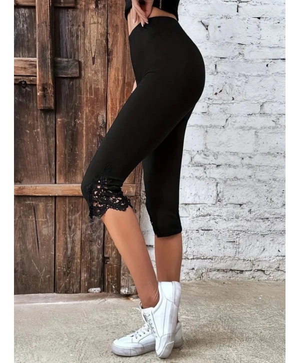 Kadın Yüksek Bel Dantelli Dalgıç Tayt