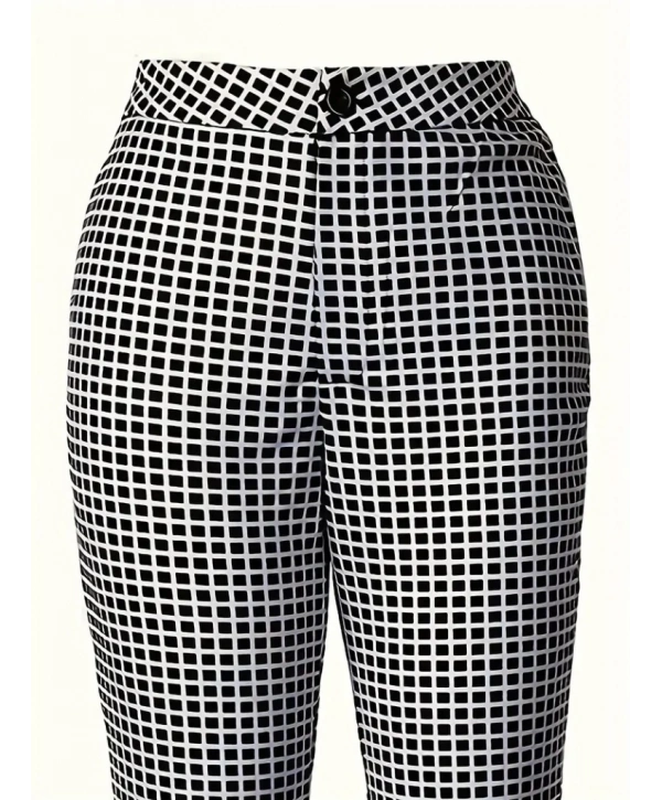 Kadın Yüksek Bel Desenli Dalgıç Pantolon