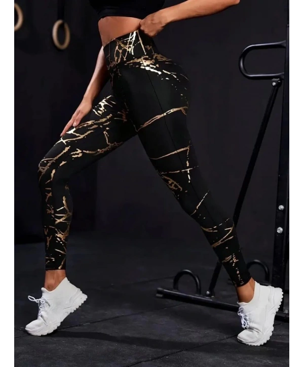 Kadın Yüksek Bel Desenli Spor Tayt