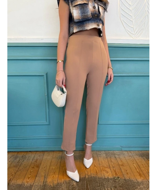 Kadın Yüksek Bel Ithal Krep Pantolon