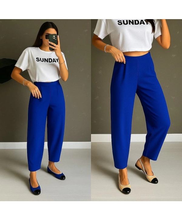 Kadın Yüksek Bel Krep Pantolon