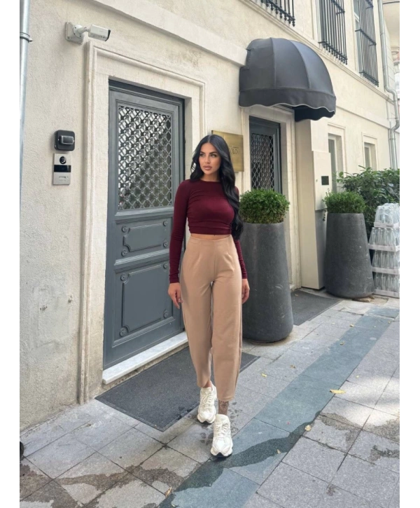 Kadın Yüksek Bel Krep Pantolon