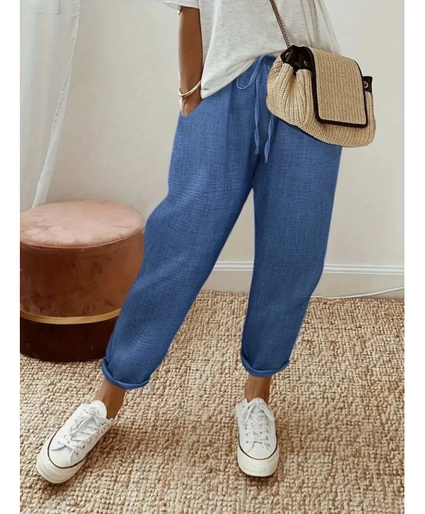 Kadın Yüksek Bel Lastikli Belde Bağcık Detaylı Aerobin Pantolon