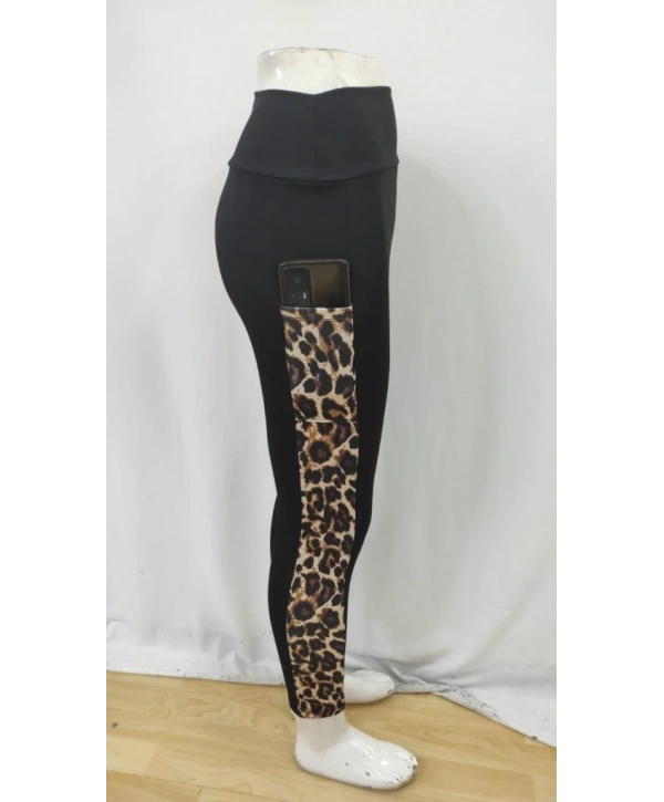 Kadın Yüksek Bel Leopar Desen Ve Cep Detaylı Dalgıç Tayt