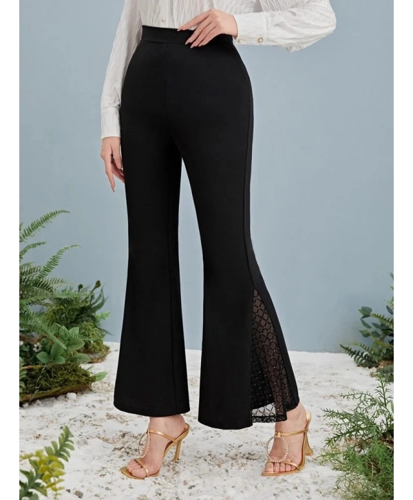 Kadın Yüksek Bel Yanları Tül Detaylı Dalgıç Tayt Pantolon