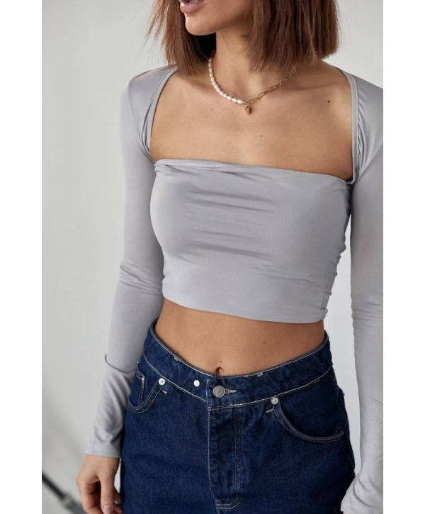 Kara Yaka Uzun Kollu Crop - Taş