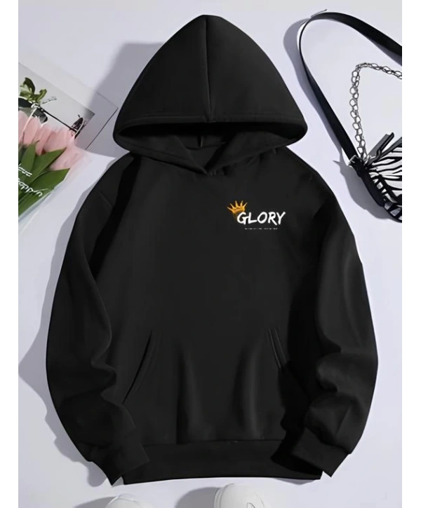 Kışlık Üç İplik Kapşonlu SweatShirt - Siyah