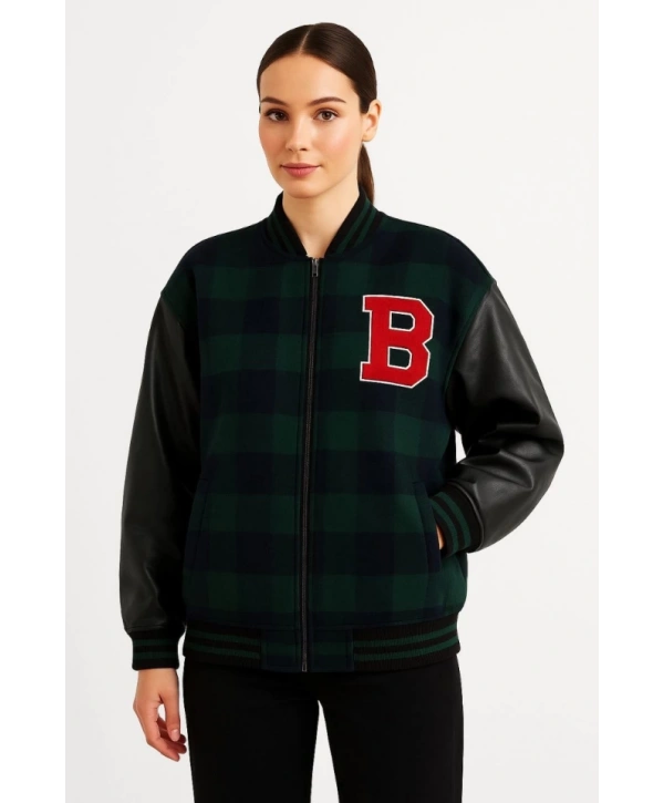 Kolları Suni Deri Içi Astarlı Oduncu Kolej Içi Ceket - Haki