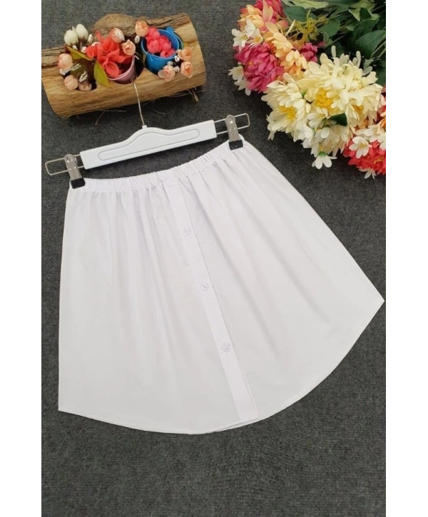 Lastikli Düğmeli Kurtarıcı Gömlek Altı Eteklik -Beyaz
