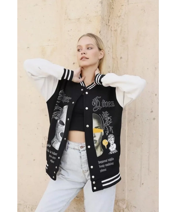 Oversize Kolej Ceket - Siyah