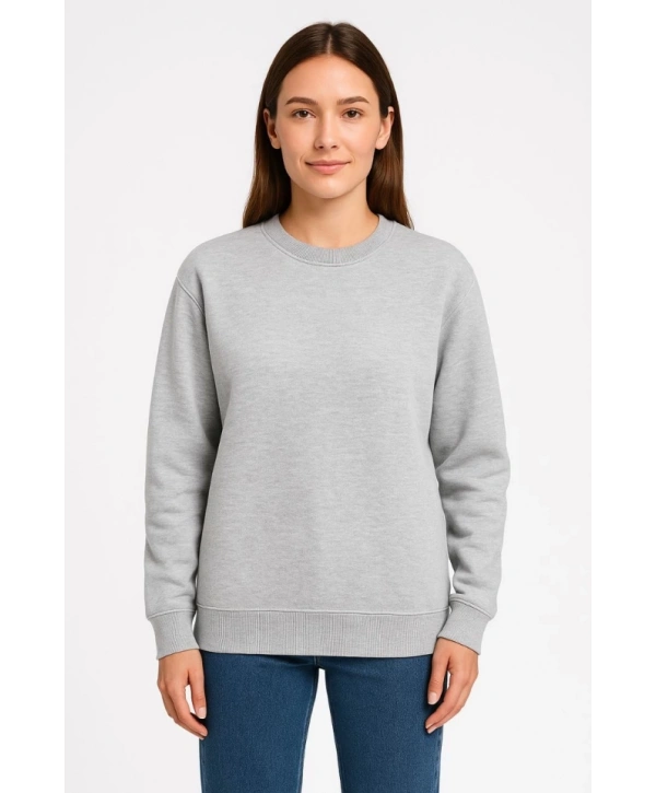 Üç İplik Düz Bisiklet Yaka SweatShirt - Gri