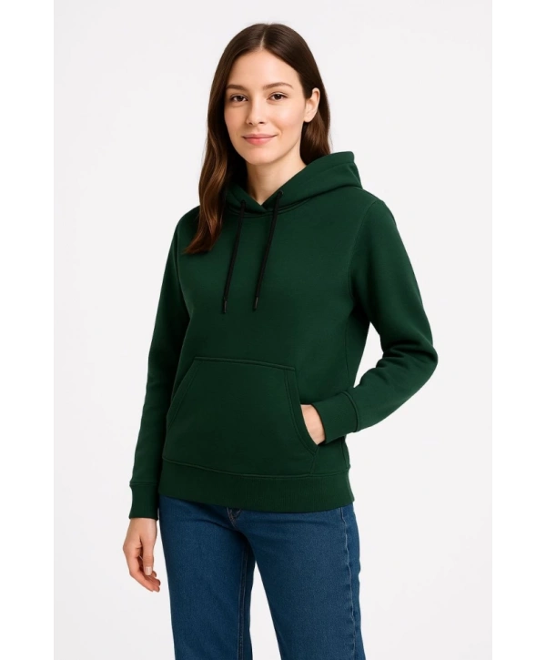 Üç İplik Kapüşonlu Kanguru Çepli SweatShirt Hoodie - Haki