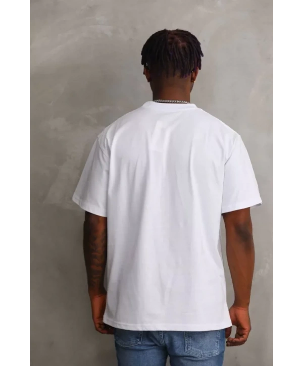 Unisex Baskılı Oversize T-Shirt - Beyaz