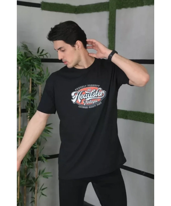 Unisex Baskılı Oversize T-Shirt - Siyah