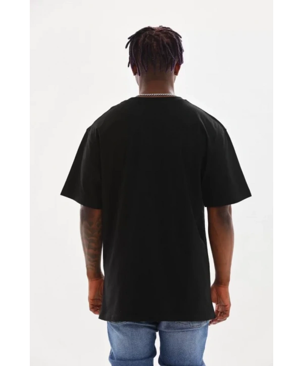 Unisex Baskılı Oversize T-Shirt - Siyah
