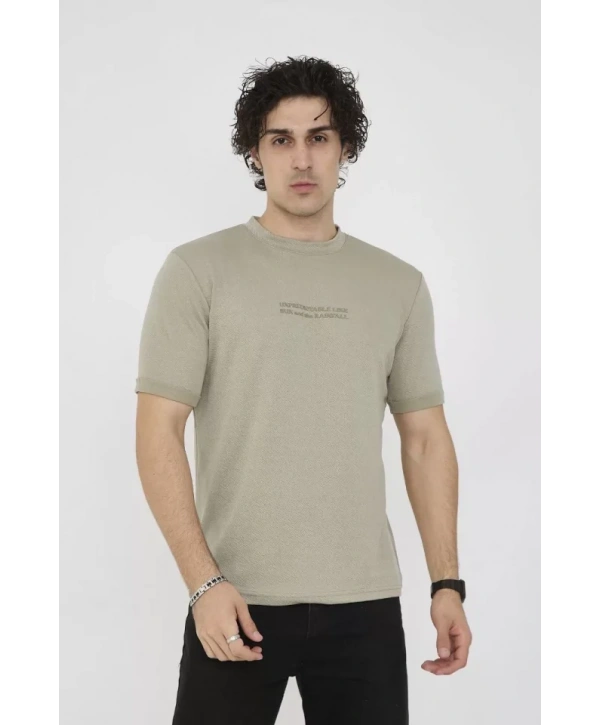 Unisex Bisiklet Yaka Slim Fit T-Shirt- Açık Yeşil