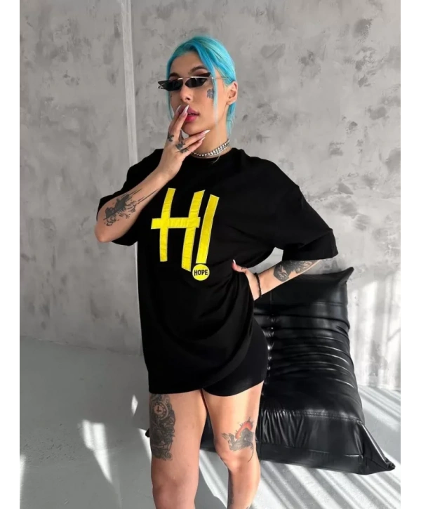 Unisex Nakış İşlemeli T-Shirt - Siyah