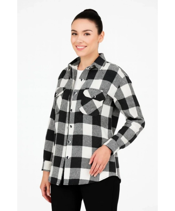 Uzun Kollu Oduncu Gömlek - Siyah