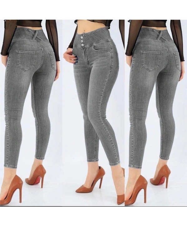 Yüksek Bel Likralı Jean Pantolon 90 Cm