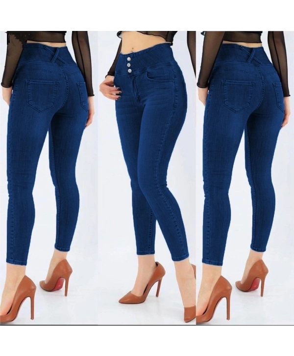 Yüksek Bel Likralı Jean Pantolon 90 Cm
