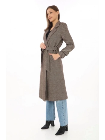 Astarlı Balık Sırtı Kaşmir Kaşe Kaban - Vizon