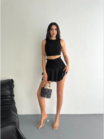 Ayrobin Şortlu Etek - Siyah