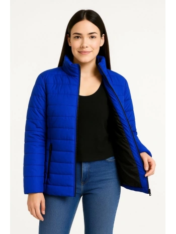 Bomber Mont Ceket – Su İtici Kumaş, Kapitone Astarlı, Fermuarlı, Kışlık - Saks Mavisi