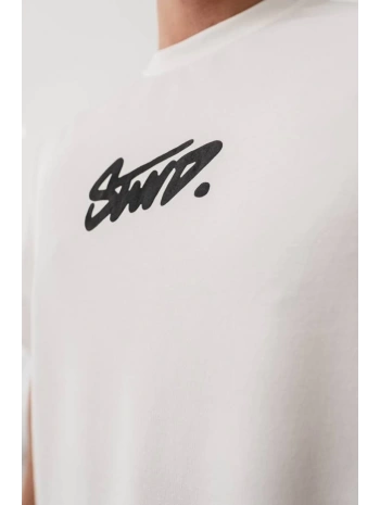 Erkek Baskılı Oversize T-shirt - Beyaz