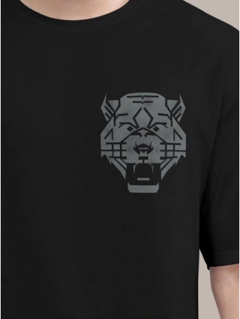 Erkek Baskılı Oversize T-shirt - Siyah