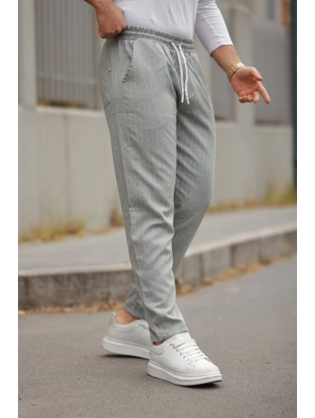 Erkek Beli Bağcıklı çizgili Pantolon