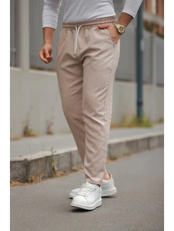 Erkek Beli Bağcıklı çizgili Pantolon