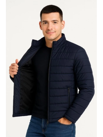 Erkek Bomber Mont Ceket – Su İtici Kumaş, Kapitone Astarlı, Fermuarlı, Kışlık - Lacivert