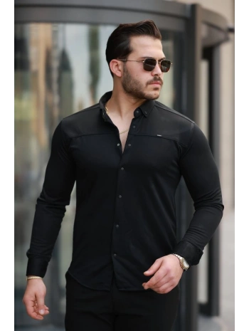 Erkek çıtçıt Düğmeli Dikiş Detaylı Uzun Kollu Gömlek