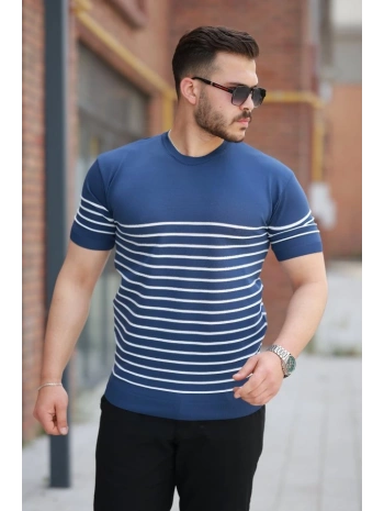 Erkek çizgi Desenli Bisiklet Yaka Kısa Kollu T-sihrt