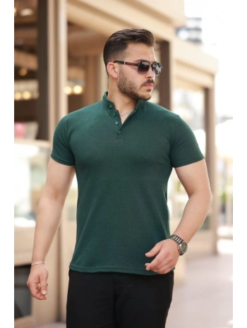 Erkek Hakim Yaka Dokuma Pamuklu Kumaş Kısa Kollu T-shirt