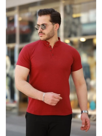 Erkek Hakim Yaka Dokuma Pamuklu Kumaş Kısa Kollu T-shirt