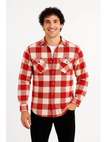 Erkek Uzun Kollu Oduncu Gömlek - Kırmızı