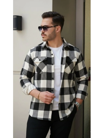 Erkek Uzun Kollu Oduncu Gömlek - Siyah