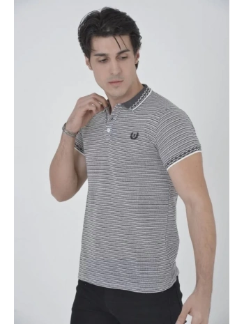 Erkek Yakalı Slim Fit Dokuma T-Shirt - Beyaz