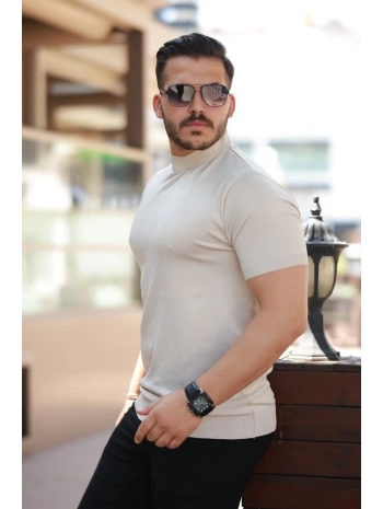 Erkek Yarım Balıkçı Yaka Kısa Kollu Tişört