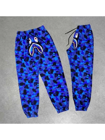 İki İplik Mevsimlik Bape Nakişli Eşofman Pantolon - Mavi