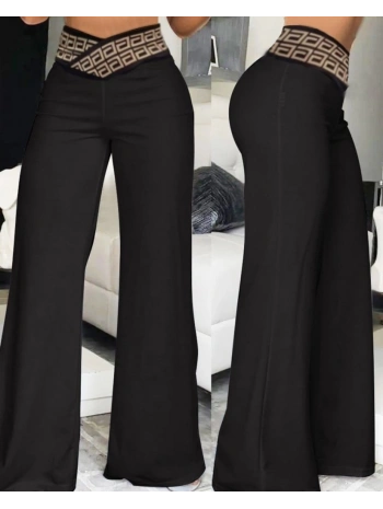 Kadın Belde Kruvaze Ve Ribana Detay Ispanyol Paça Ithal Krep Pantolon